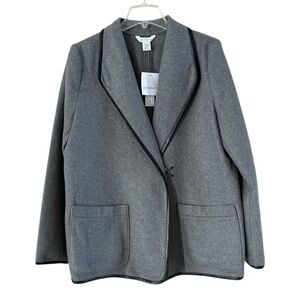 NWT Liz Claiborne Blazer Crisp and Cool Smoke Heat Color Size Large Black Trim